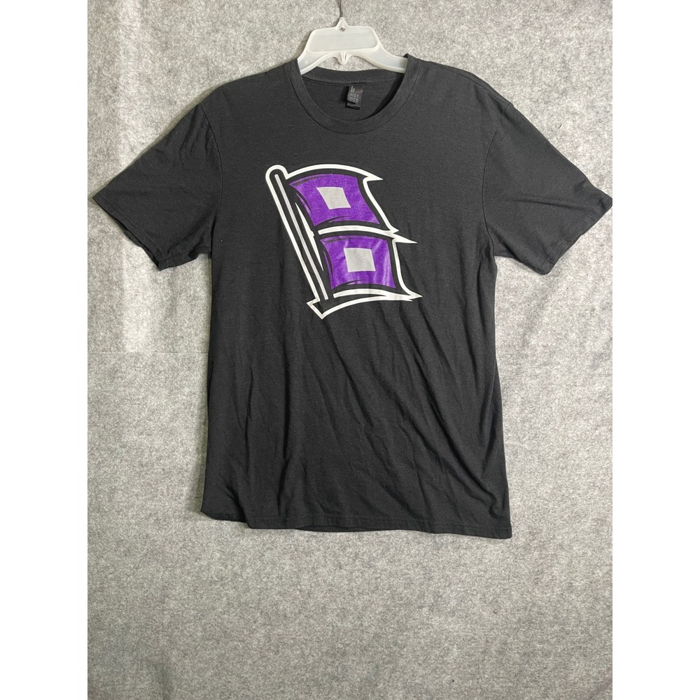 District Mens Graphic T-Shirt Black Purple Flag Logo Short Sleeve Crew Neck M